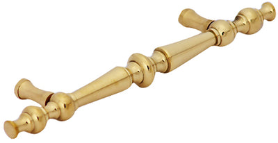 6 1/2 Inch Overall (4 Inch c-c) Solid Brass Victorian Pull (Polished Brass Finish)
