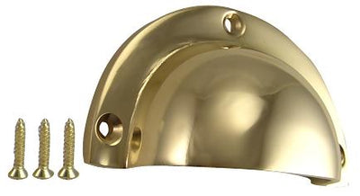 3 1/2 Inch Solid Brass Traditional Cup Pull (Polished Brass Finish)