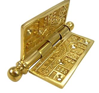 4 x 4 Inch Ball Tipped Victorian Solid Brass Hinge (Polished Brass)