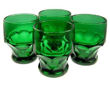 26 Ounce Emerald Green Glass Pitcher & Four Tumblers - Georgia Pattern