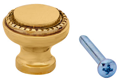 1 Inch Solid Brass Round Knob (Polished Brass Finish)