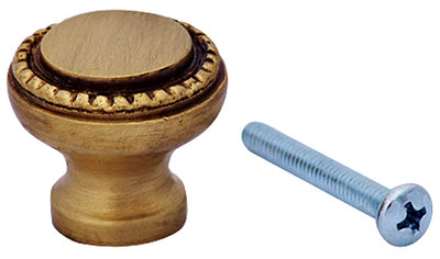 1 Inch Solid Brass Round Knob (Antique Brass Finish)