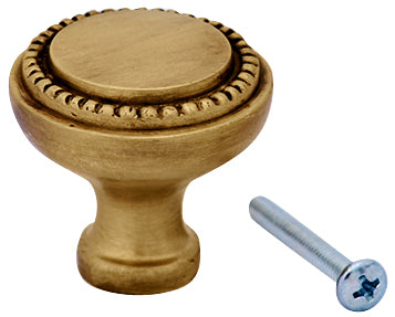 1 1/2 Inch Solid Brass Round Knob (Antique Brass Finish)
