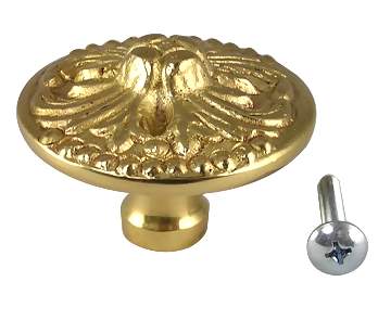1 7/8 Inch Solid Brass Rococo Victorian Cabinet or Dresser Knob (Several Finishes Available)