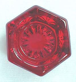Ruby Red Cranberry Hexagonal Glass Salt Cellar