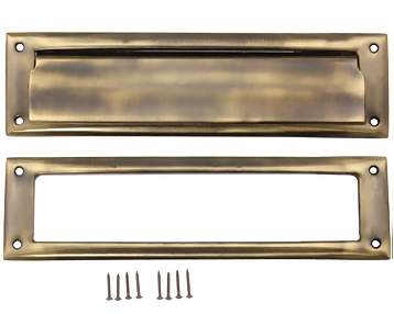 Traditional Magazine Size Front Door Mail Slot (Antique Brass Finish)