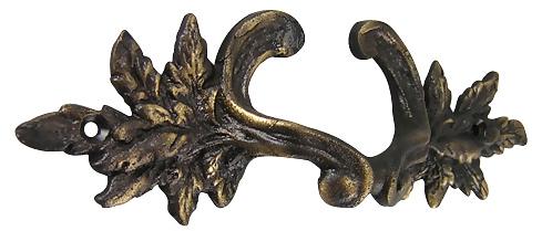 6 Inch Overall (4 3/8 Inch c-c) Solid Brass Ornate French Leaves Pull (Antique Brass Finish)