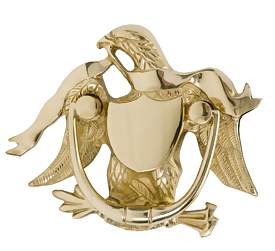 5 7/8 Inch (3 1/8 Inch c-c) American Eagle Door Knocker (Polished Brass Finish)