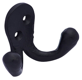 Solid Iron Double Hook (Matte Black Finish)