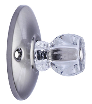 Art Deco Style Satin Nickel and Clear Glass Robe Hook