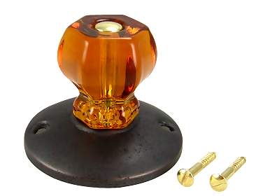 Art Deco Style Amber Glass Robe Hook (Bronze Finish)