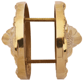 Solid Brass Deadbolt Hole Cover - Lion Heads (Polished Brass Finish)