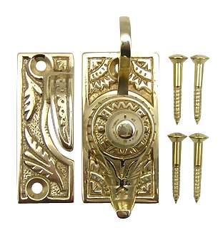 Oriental Pattern Solid Brass Sash Lock (Polished Brass Finish)