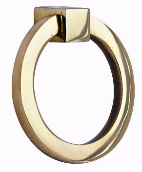 3 Inch Mission Style Solid Brass Drawer Ring Pull (Polished Brass)