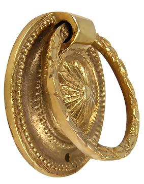1 3/4 Inch Victorian Style Ring Pull (Polished Brass Finish)