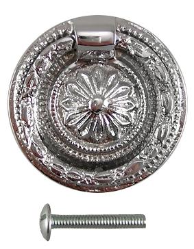 1 3/4 Inch Victorian Style Drawer Ring Pull (Polished Chrome)