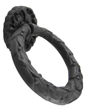 Solid Brass French Floral Drawer Ring Pull (Oil Rubbed Bronze)