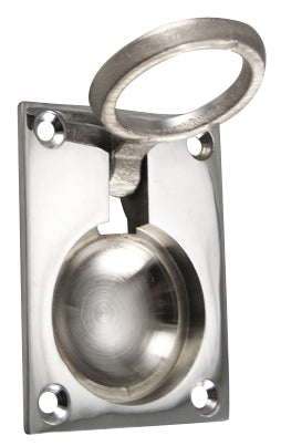 2 1/2 Inch Solid Brass Traditional Flush Ring Pull (Polished Chrome)