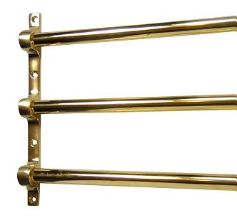 36 Inch Solid Brass Triple Push Bar (Polished Brass Finish)