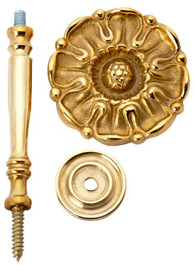 Solid Brass Floral Style Curtain Tie Back (Polished Brass Finish)