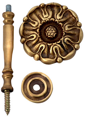 Solid Brass Floral Style Curtain Tie Back (Antique Brass Finish)