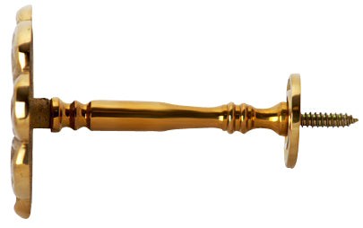 2 7/8 Inch Wide Solid Brass Curtain Tie Back - Large Flower Button (Polished Brass Finish)