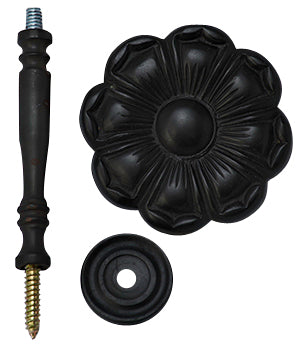 2 7/8 Inch Wide Solid Brass Curtain Tie Back - Large Flower Button (Oil Rubbed Bronze)