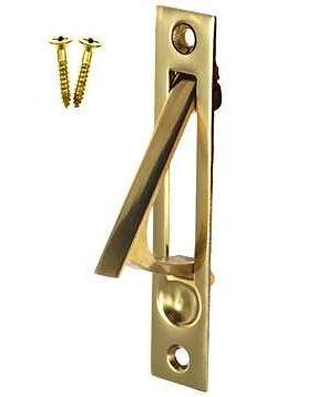 3 3/8 Inch Tall Solid Brass Edge Pull (Polished Brass Finish)