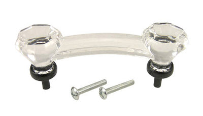 4 Inch Overall (3 Inch c-c) Clear Glass Old Town Octagon Shape Cabinet Pulls (Oil Rubbed Bronze Base)