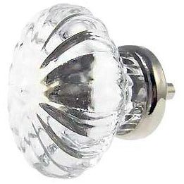 1 3/4 Inch Large Crystal Swirl Glass Knobs (Polished Chrome Base)