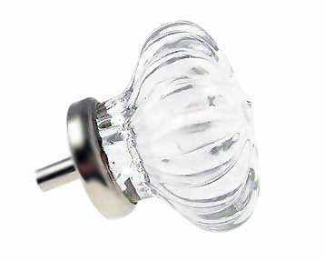 1 3/4 Inch Large Clear Crystal Swirl Glass Knobs (Brushed Nickel Base)
