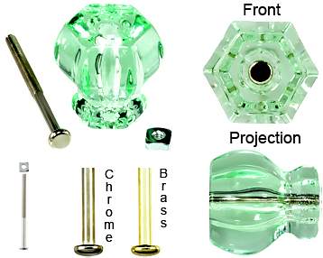 1 1/2 Inch Depression Green Glass Knobs