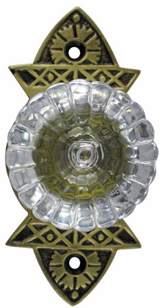 1 3/4 Inch Crystal Swirl Knob Eastlake Backplate (Antique Brass)