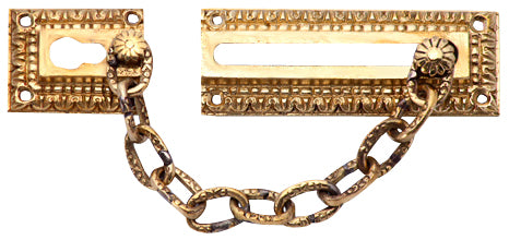 Egg & Dart Pattern Solid Brass Door Chain Guard (Polished Brass Finish)