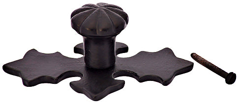 4 1/8 Inch Wide Solid Iron Cross Pattern Knob (Matte Black Finish)