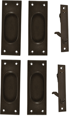 New Traditional Square Pattern Double Pocket Passage Style Door Set (Oil Rubbed Bronze)