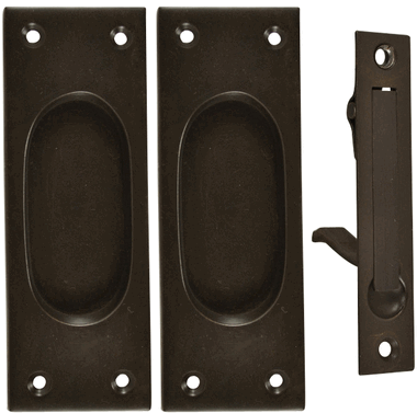 New Traditional Square Pattern Single Pocket Passage Style Door Set (Oil Rubbed Bronze Finish)