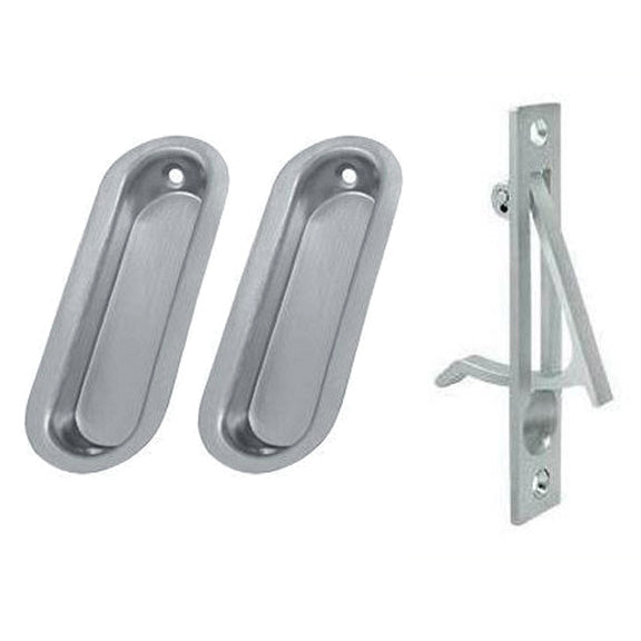 Oval Style Single Pocket Passage Style Door Set (Brushed Chrome Finish) DELTANA