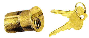 Pair Solid Brass 1 1/2 Inch Long Single Lock Cylinder (Polished Brass Finish)