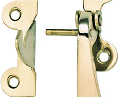 Solid Brass Right Hand Hoosier or Ice Box Cabinet Latch (Polished Brass Finish)