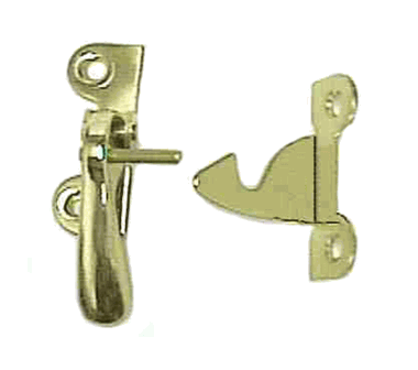 Solid Brass Left Hand Hoosier or Ice Box Cabinet Latch (Polished Brass Finish)