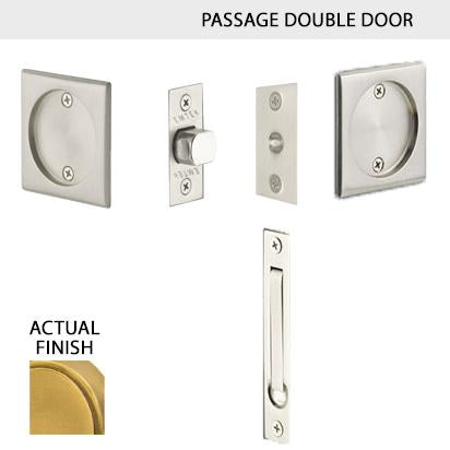 Square Solid Brass Pocket Door Tubular Double Door Set (Several Finish Options) EMTEK