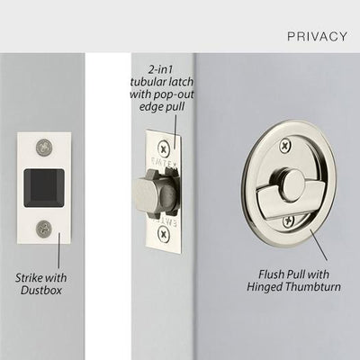 Round Solid Brass Pocket Door Tubular Privacy Set (Several Finish Options)