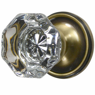 Providence Octagon Crystal Door Knob with Victorian Plate