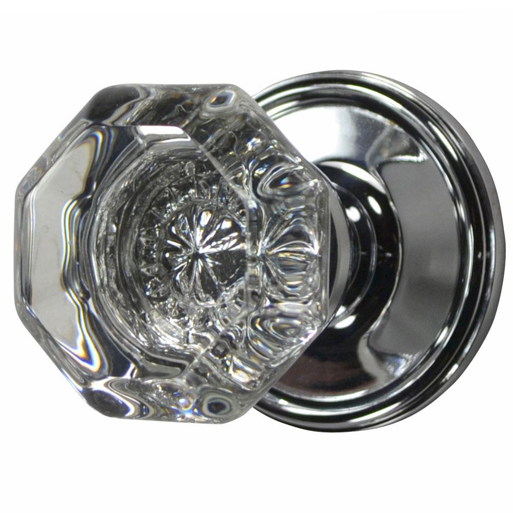 Providence Octagon Crystal Door Knob with Victorian Plate