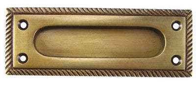 Rectangular Georgian Roped Solid Brass Pocket Door Pull or Sash Lift (Several Finishes Available)