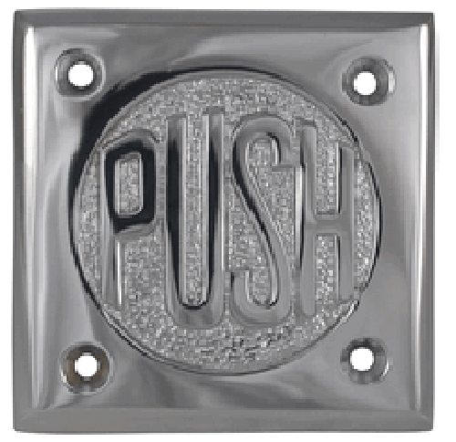 2 3/4 Inch Brass Classic American "Pull" & "Push" Signs (Polished Chrome Finish)
