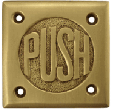 2 3/4 Inch Brass Classic American "Pull" & "Push" Signs (Antique Brass Finish)