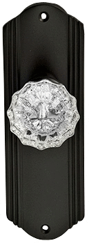 Regency Crystal Door Knob Set with Art Deco Back Plate