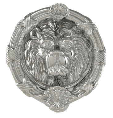 Ribbon & Reed 5 1/4 Inch Lion Head Door Knocker in Solid Brass (Polished Chrome Finish)